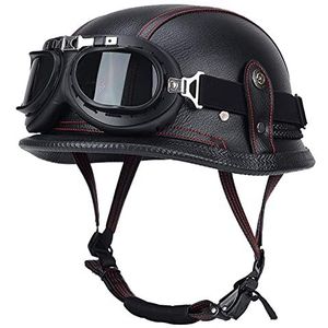 Motorhelm, ECE-gecertificeerde Duitse halfgelaatsveiligheidshelm Pilot Scooter Cruiserhelm D, XXL = 61-62 cm(J,XXL=6162CM)
