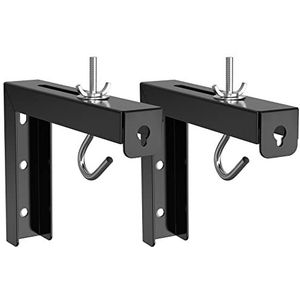 WALI PSM001-B, plafondbeugel, L-vormige wand-/plafondbeugel met verstelbare verlenging (15,2 cm) en haakset, voor bevestiging van projectorschermen tot 30 kg, zwart