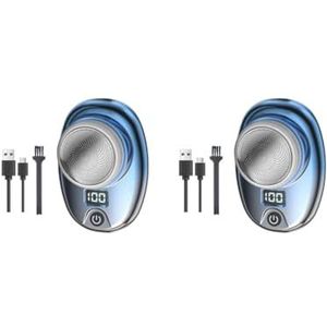 2 Set Mini Elektrische Scheerapparaat Mannen Vrouwen Mini Scheerapparaat voor Mannen voor Reizen Neus Haar Benen Gradiënt Blauw