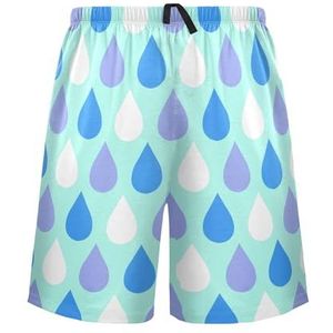 LI ZHI XIN Herenpyjamabroek, korte pyjamabroek, zomer casual shorts, elastische tailleband met trekkoord, rechte losse pasvorm met 2 zakken, S-XXL waterdruppelvormig patroon, Meerkleurig, S