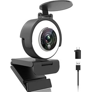 Angetube Webcam 1080P HD Ingebouwde Verstelbare Ring Licht met Microfoon Geavanceerde Autofocus (AF) streaming Web Camera voor Xbox One Gamer Facebook YouTube Streamer (967PRO)