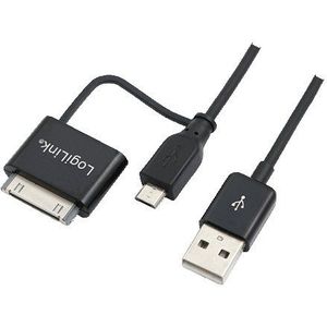 LogiLink UA0169 USB Combo kabel, Apple Dock & Micro USB, wit, 1,0m