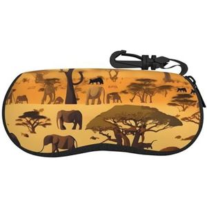 yefan Afrikaanse Grasland Dieren Brillen Case, Soft Case Voor Brillen, Zonnebril Case Unisex, Met Sleutel Vergrendeling Sluiting, 17x8 Cm, Zwart, Eén Maat
