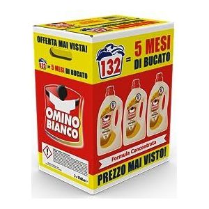 Omino Bianco - Vloeibaar wasmiddel, 132 wasbeurten, respecteert kleuren en stoffen, frisse geur met Marseiller hartzessence, 1760 ml x 3 verpakkingen