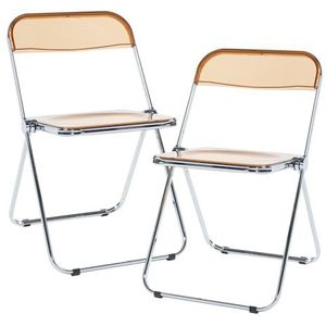 [en.casa] Klapstoel Pornainen transparante stoel set van 2 eetkamerstoel met rugleuning opvouwbare campingstoel 74x46x47 cm oranje