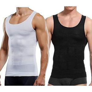 BLEDD Shaperluv Tanktop voor heren, corrigerende tanktop, thermisch compressieshirt (kleur: zwart+wit, maat: L)