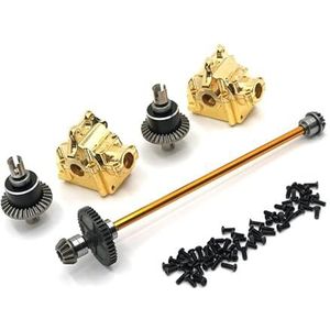 Upgrade Metal Center Aandrijfas Vergadering Versnellingsbak Differentieel Kit for Wltoys 144010 144001 144002 onderdelen(Yellow)