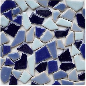 Glazen tegels 510g veelhoek porselein mozaïek tegels doe-het-zelf ambachtelijke keramische tegel mozaïek maken materialen 1-4 cm lengte, 1 ~ 4 g/stuk, 3,5 mm dikte mozaïek tegels (kleur: kobaltblauwe