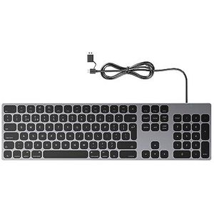 Yivandi USB QWERTY toetsenbord met zwart numeriek toetsenbord, bedraad aluminium toetsenbord voor Mac OS PC/laptop, plug and play.