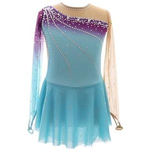 Kunstschaatsjurk For Meisjes, Ademend Ronde Hals Ijsdanskostuum For Wedstrijden, Aanpasbaar(4XL)