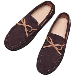 Loafers for heren PU-lederen bootschoenen met ronde neus Mocassins Schoenen Flexibele lichtgewicht platte hak Wandelfeestslip-ons (Color : Brown, Size : 38 EU)