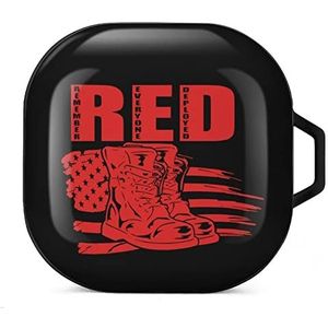 Remember Everyone Deployed RED Earbuds Case Compatibel met Samsung Hard Shell Beschermhoes Zwart-stijl