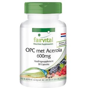 Fairvital | OPC 600mg capsules met acerola - HOOG GEDOSEERD - VEGAN - 90 capsules - druivenpit extract voedingssupplement