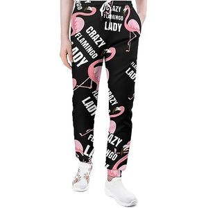 Crazy Flamingo Lady Joggingbroek voor Mannen Yoga Atletische Jogger Joggingbroek Trendy Lounge Jersey Broek 4XL