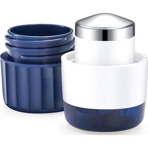 Fullicon 3-in-1 pillenbreker voor tabletten met roestvrijstalen slijpkop, tabletbreker voor pillen en huisdieren, pillenmolen met opslag, pilsnijder splitter met gratis borstel (indigo)
