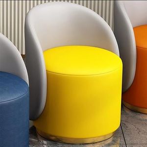 Vanity Kruk Zitting Met Rug Moderne Gewatteerde Eetkamerstoelen Met Ronde Vat Terug 360 ° Draaibare Vanity Stoel Kruk Met Leer, Voor Eetkamer 6