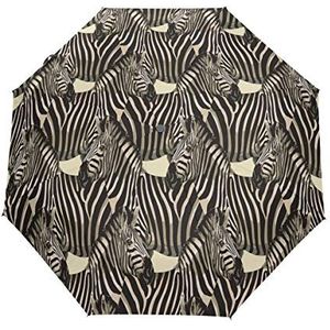 Zwart Wit Zebra Paard Paraplu Automatische Auto Open Dicht Reizen Zon Blokkeren Winddichte Paraplu's voor Vrouwen Mannen