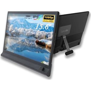 Draagbare monitorverlenger, 39,6 cm (15,6 inch), voor laptop, 1080P, FHD, USB C, met helderheidsinstelling, tweede scherm, reismonitor