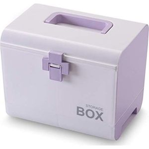 Medicijn opbergdoos EHBO-doos for thuis, medicijndoos, opbergdoos, plastic container, noodpakket, draagbare medicijnkist met meerdere lagen en capaciteit, 27 * 19 22 cm, roze(Purple)