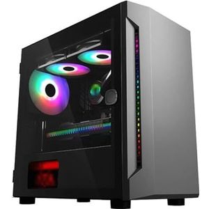 Mid-Tower Gaming Case ATX Micro-ATX, Desktop Computer Case, Dubbel Gehard Glazen Paneel Verticale GPU Beugel Ondersteunt Waterkoeling(Black)