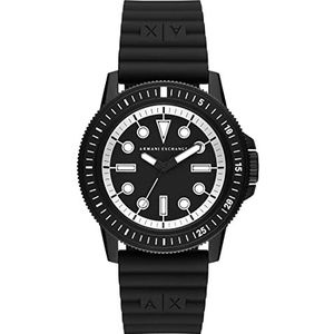 Armani Exchange Zwart Siliconen Horloge met Drie Wijzers