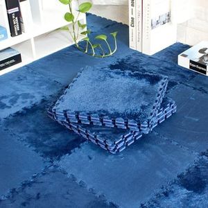 Zeyeo 36 Stuks 0,4 Inch Dikke Pluche Schuim In Elkaar Grijpende Vierkante Puzzeltapijt - Snijdbare, Antislipmatten Voor Thuis- En Commercieel Gebruik(Dark Blue)