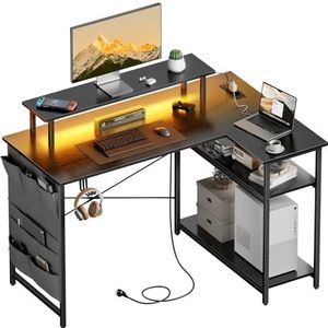 VASAGLE Hoekbureau in L-vorm, computertafel met opbergruimte