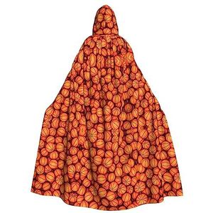 FRESQA Basketbal Oranje Party Decor mantel,Volwassen Hooded Cape,Ultieme Heksenmantel voor Halloween-bijeenkomsten