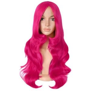 Charmante Synthetische Vezel Lange Golvende Vrouwen Volledig (Bruin)