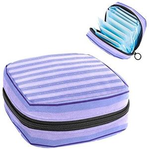 Opbergtas voor maandverband Pads, Menstruatiecup Pouch, Periode Bag Organizer voor vrouwelijke Pads Tampons, paarse strepen en sterren