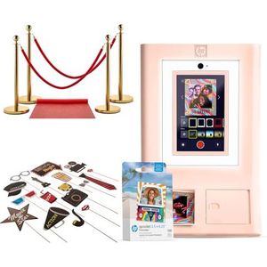 HP Sprocket Fotohokje Instant kleurenfotoprinter (Roze) + Zinkpapier (100 vellen) + Rode Loper (1) + Hollywood-rekwisieten (1)