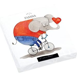 20 servetten olifant met hart op de fiets | tafeldecoratie | decoupage | servettechniek 33 x 33 cm