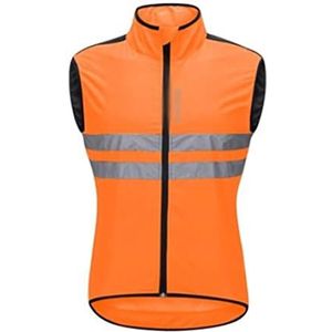 Fluorescerend Vest Sport Reflecterende Pak Polyester Safety Reflective Vest Heren en Dames Fietsvest Winddicht Lopend Lichtgewicht Vest Reflecterend Harnas (Color : Orange, Size : Large)
