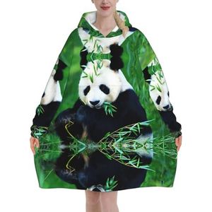 Panda Sherpa sweatshirt voor dames, deken, verlengen, warm, gezellig, oversized, draagbaar, zakken, hoodie, volwassenen