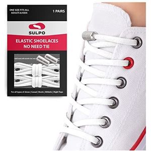 SULPO Ronde siliconen veters met snelsluiting metalen capsules - Elastische veters zonder strikken voor volwassenen en kinderen - Elastische Schoenveters - Veters zonder stropdas