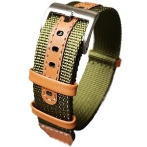 YingYou Hoogwaardige 18 Mm 20 Mm 22 Mm Gevlochten Nylon + Lederen Horlogeband Duurzaam Zonder Vervorming Horlogeband Compatibel Met Tissot (Color : Green, Size : 18mm)