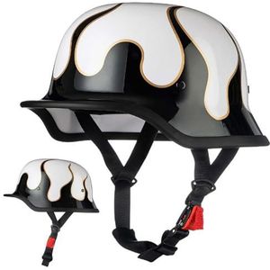 Duitse motorhelm, Duitse retro straathelm, ECE-gecertificeerd, met verstelbare snelsluiting, geschikt voor fietsen, cruisers, scooters, geschikt voor alle seizoenen K,XL61-62CM