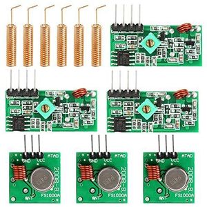 WayinTop 3 Set 433 MHz Draadloze Zender en Ontvanger Module + 433MHz Antenne Helical Spiral Spring Afstandsbediening, Superregeneratie Draadloze Zender Module Inbraak voor Inbraakalarm