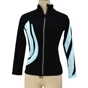 Kunstschaatsjassen Voor Meisjes Schaatstopjes Dunne Fleece/dikke Fleece Warme Trainingskleding(Size:3XL,Color:Lichtblauw-Dik)