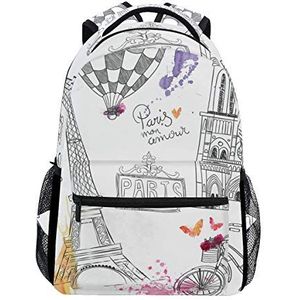 Aangepaste Mode Causal Parijse Eiffeltoren Prints Rugzakken Meisjes Jongens School Tassen Schoudertas Reizen Daypack