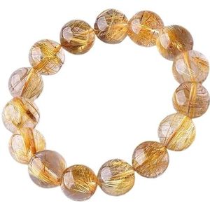 Armband Natuurlijke oude mijnkristalarmband Trek perzikbloesemkristalarmband Armband for heren en dames (Color : Golden hair crystal 14mm)