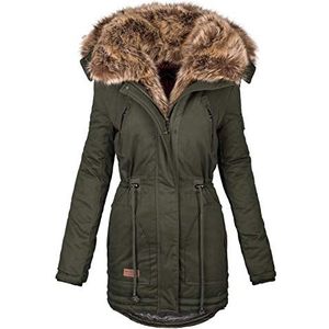 Navahoo B380 Warme winterjas voor dames, parka, lange mantel, winterjas, bontkraag