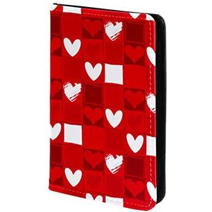 Paspoorthouder, Paspoorthoes, Paspoortportefeuille, Travel Essentials Love Loving Heart Red Plaid, Meerkleurig, 11.5x16.5cm/4.5x6.5 in