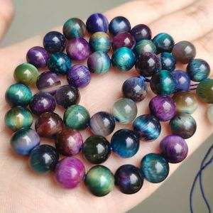 Groothandel Natuursteen Kralen Gele Tijgeroog Ronde Losse Kralen voor Sieraden Maken DIY Armband 15"" Pick Maat 4/6/8/10/12mm-gemengd bicolor-12mm 30st kralen
