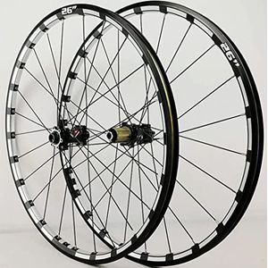 ZECHAO Mountain Bike Welset 26/27.5 "", fietsrandremremwielen via Axle 24 holes for 7/8/9/10/11/12 Speed ​​Cassette voorwiel vooraan (Color : Black Hub, Size : 26inch)