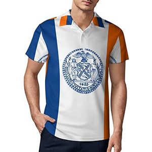 Vlag van New York City golfpoloshirt voor heren, zomer T-shirt met korte mouwen, casual sneldrogende T-shirts XL