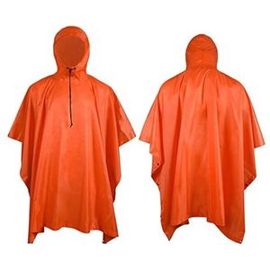 Camo Jacht Ghillie Suits Regen Poncho+PU Waterdichte Regenjas Milieu Emergency Outdoor Sportkleding (Kleur: Oranje, Maat: One Size)