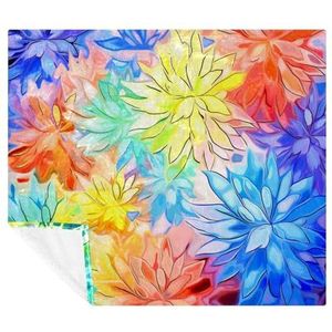 Gooi deken voor bank, dekens voor vrouwen, abstracte regenboog kleur bloemen madeliefjesdeken, 59x51 inch