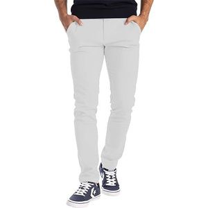 BlauerHafen Designer chinobroek voor heren, stretchstof, chinobroek, slim fit, casual broek, wit, 30W / 30L