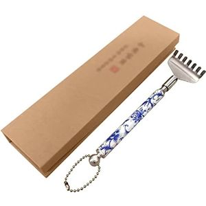 rugkrabber， Rugkrabbers, 1 stuk for mannen, draagbaar en intrekbaar met koord, prachtig blauw wit patroon decoratie krabgereedschap